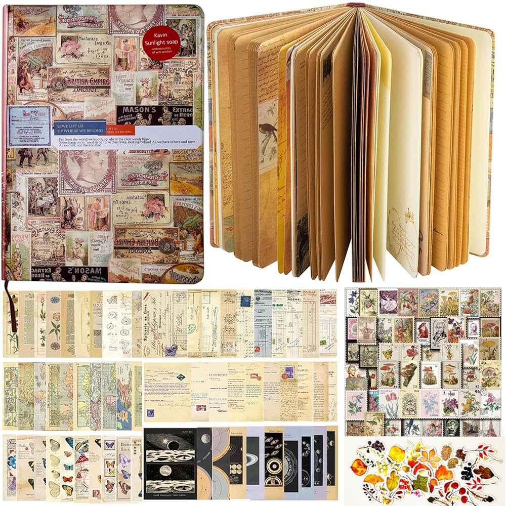 ジャンクジャーナル素材に♡大量ビンテージ可愛い紙モノ洋書スクラップブック Amazon.co.jp: ヴィンテージ ジャンクジャーナル ノートブック